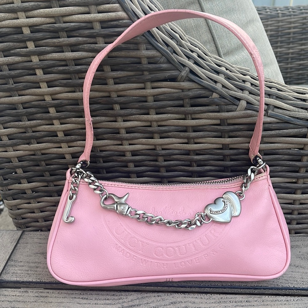 Vintage Juicy Couture Made with Love P&G Baguette baby pink leather purse